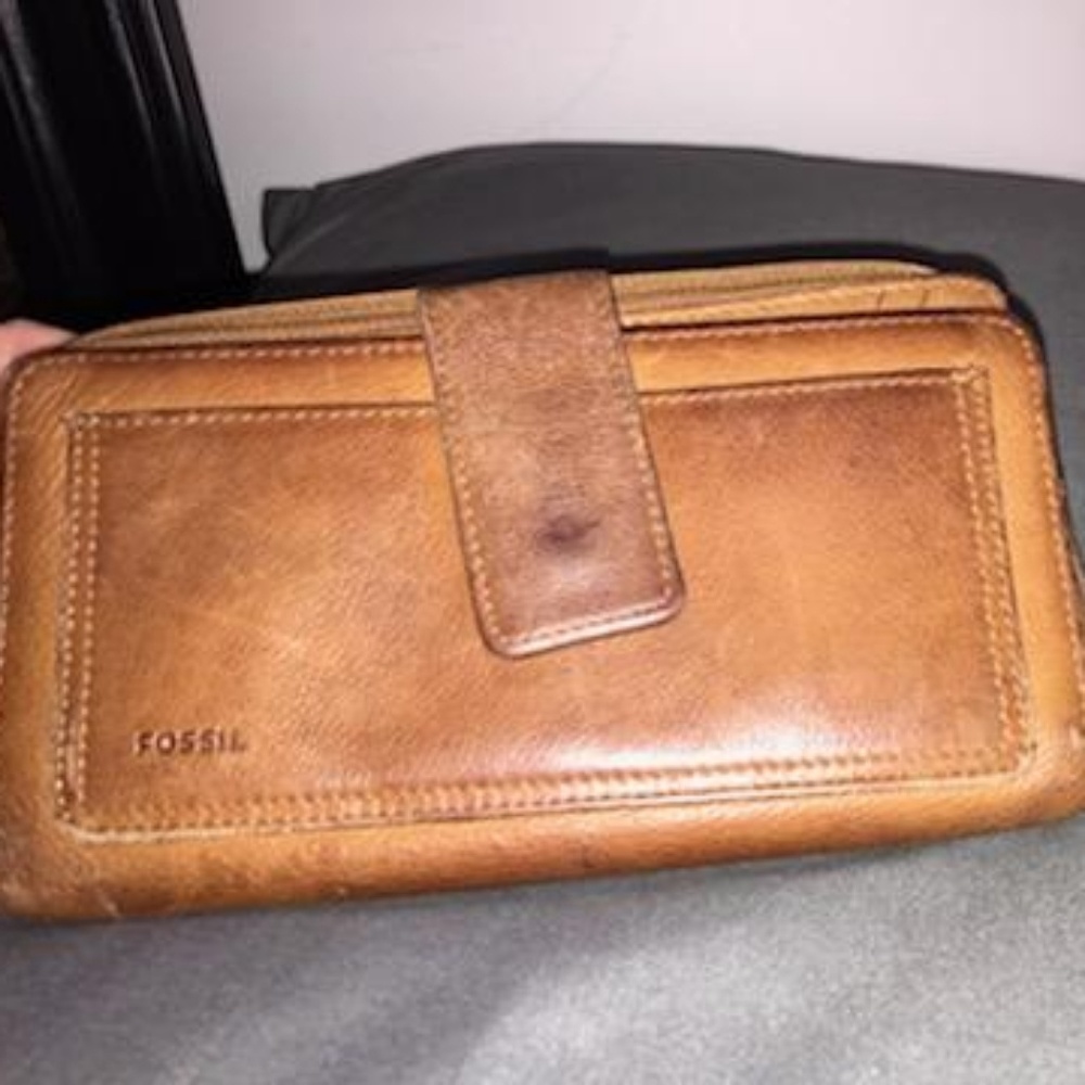 Brown, fossil, wallet